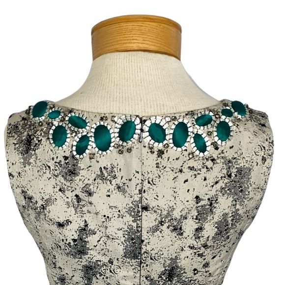 LELA ROSE Sz 6 Aqua Embellished Rhinestone Abstract Sheath Dress - Picture 9 of 11